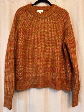 🔥 EVEREVE Marled Chunky Crewneck Sweater • Rust / Earthy Fall Tones • Size L
